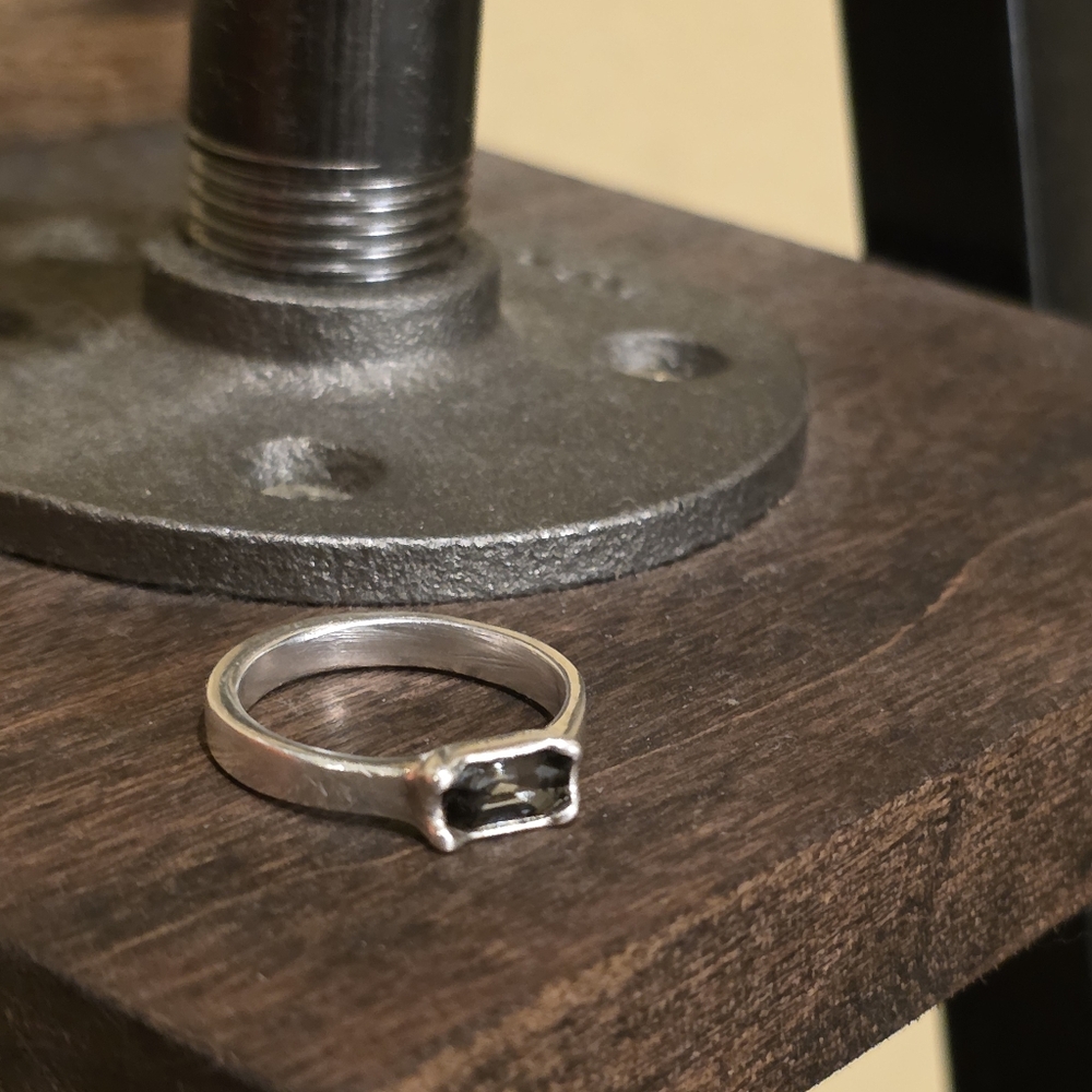 Sterling silver ring with black stone